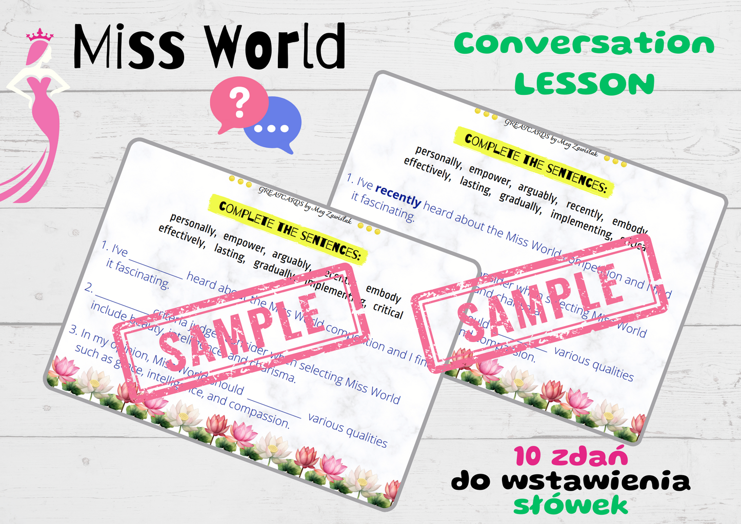 Greatcards - Miss World Conversation Lesson
