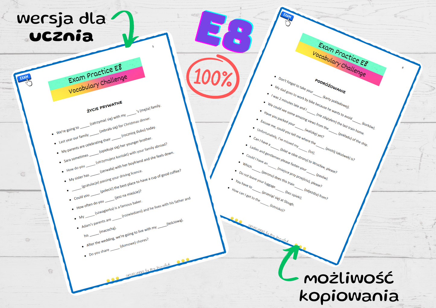 Greatcards - Exam Practice E8 Vocabulary Challenge