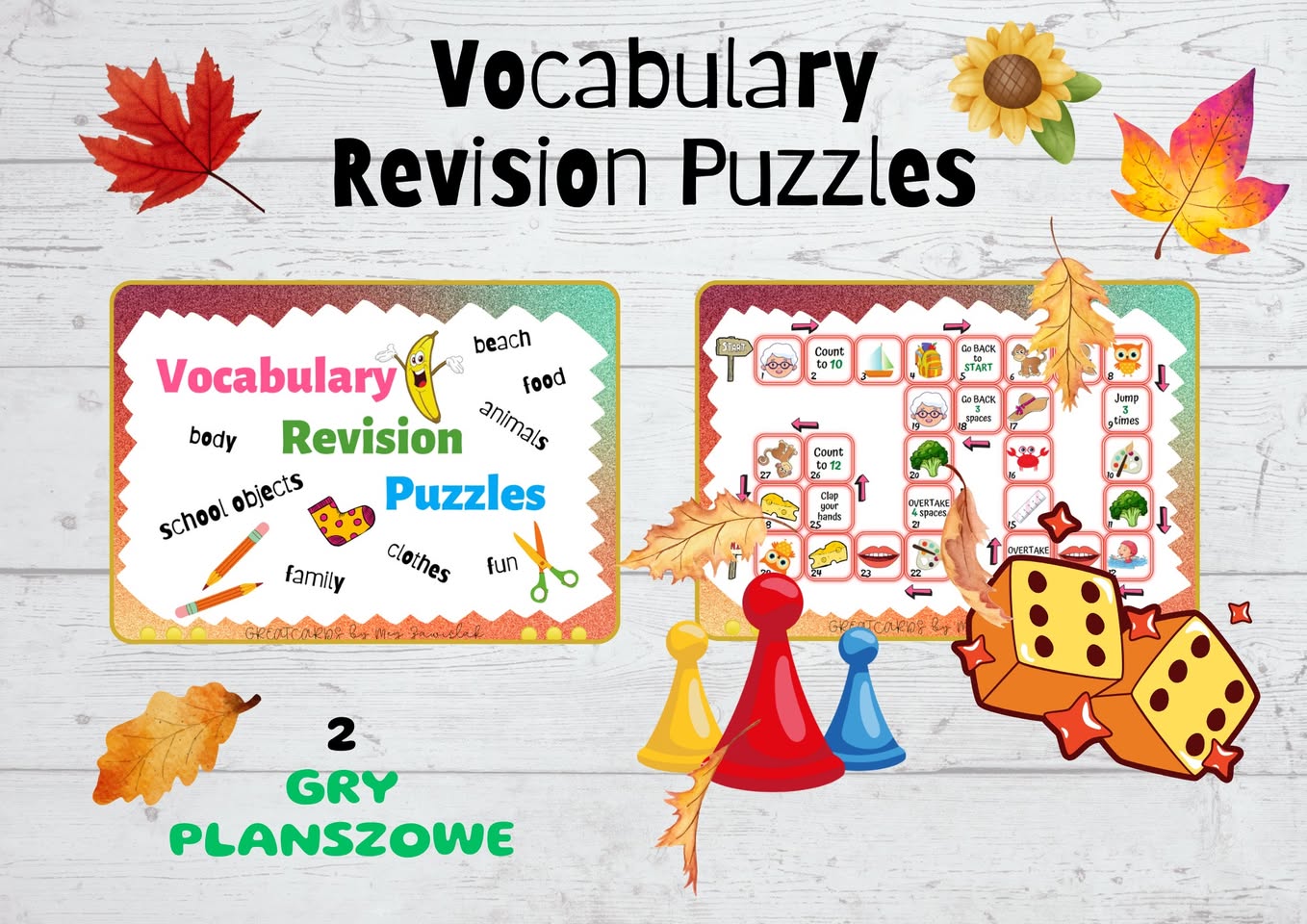 Greatcards - Vocabulary Revision Puzzles + Board Games (kl. II, III)