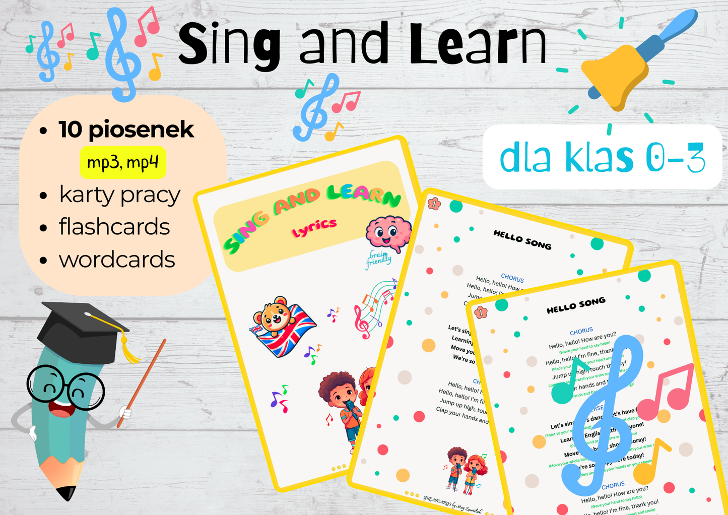 Sing and Learn - piosenki i karty pracy dla klas 0-3