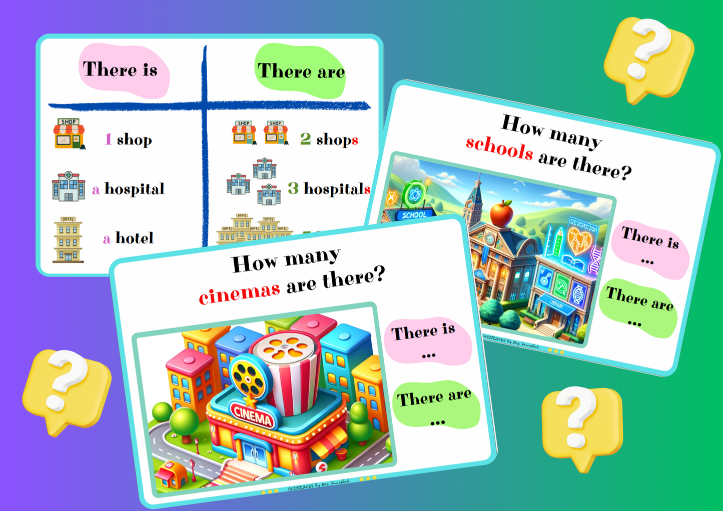 Greatcards - Places in Town (There is/There are/ next to/behind/in front of)