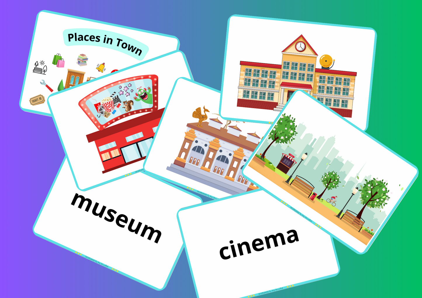 Greatcards - Places in Town (There is/There are/ next to/behind/in front of)