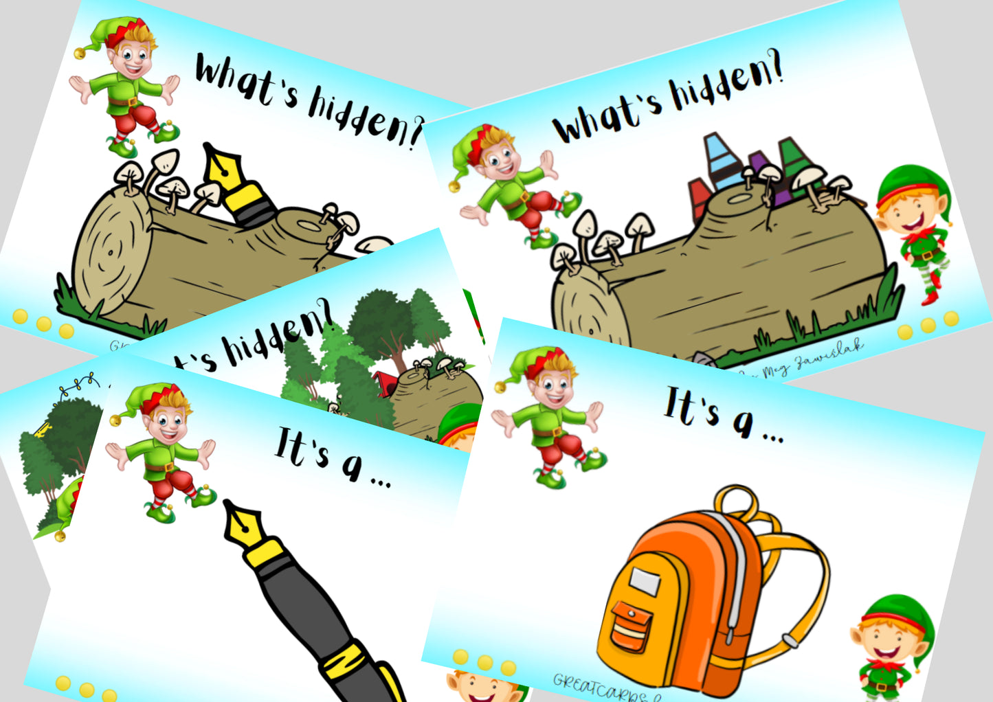 Greatcards - What's hidden? - school things and toys