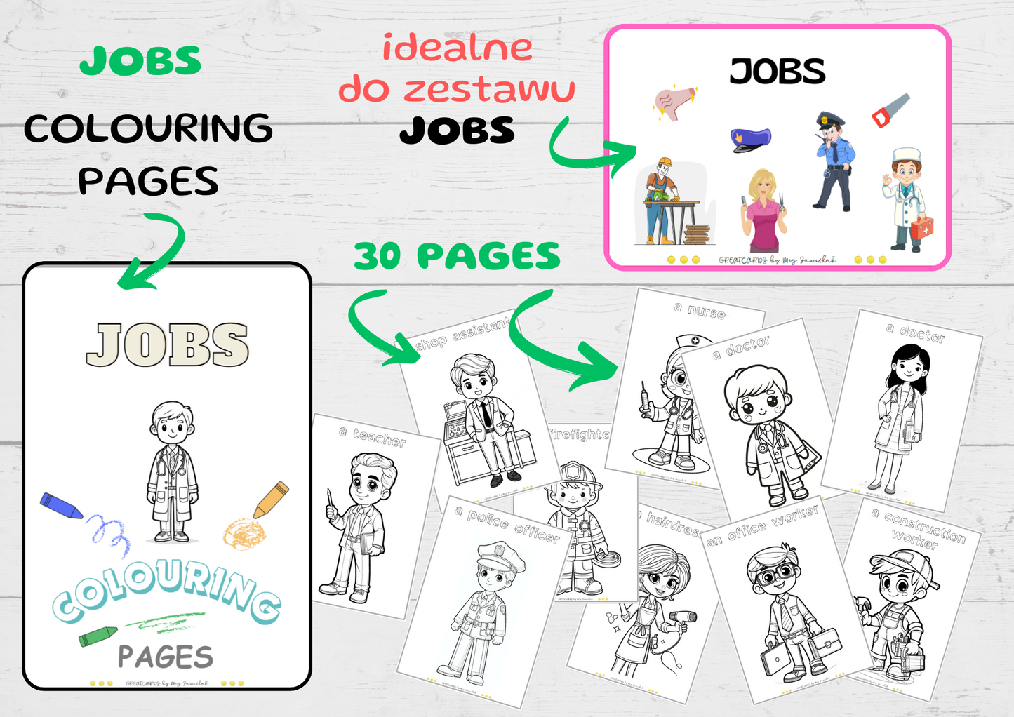 Greatcards - JOBS - Colouring Pages