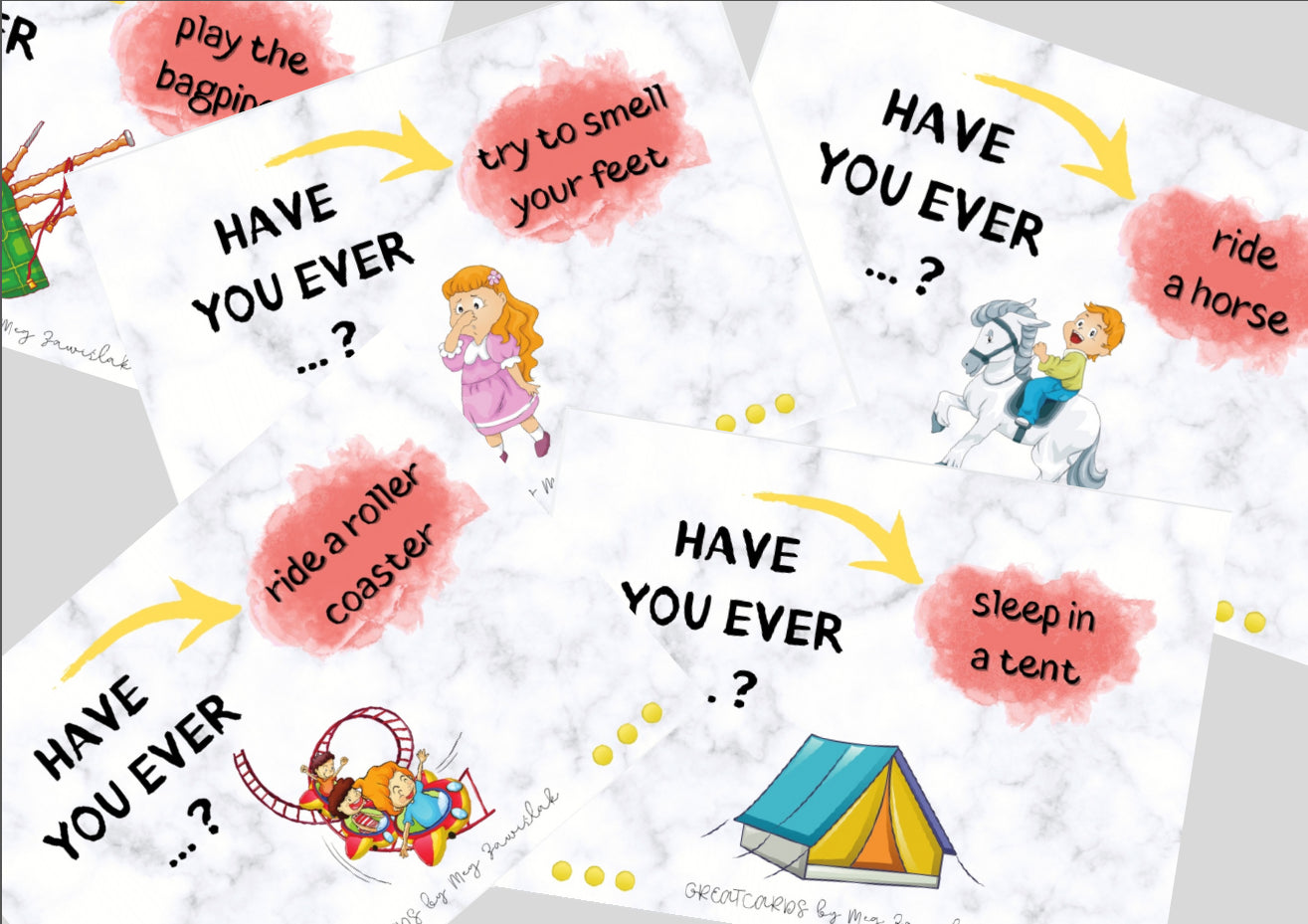 Greatcards - HAVE YOU EVER ... ? PRESENT PERFECT for life experiences